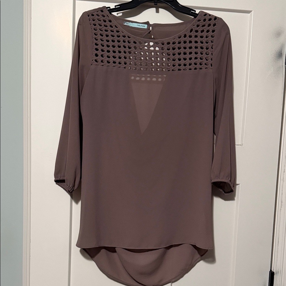 Maurices Dusty Purple Blouse with Crochet Detail